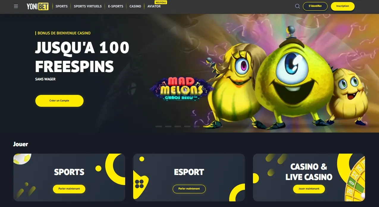 Yonibet app accès mobile catalogue jeux France