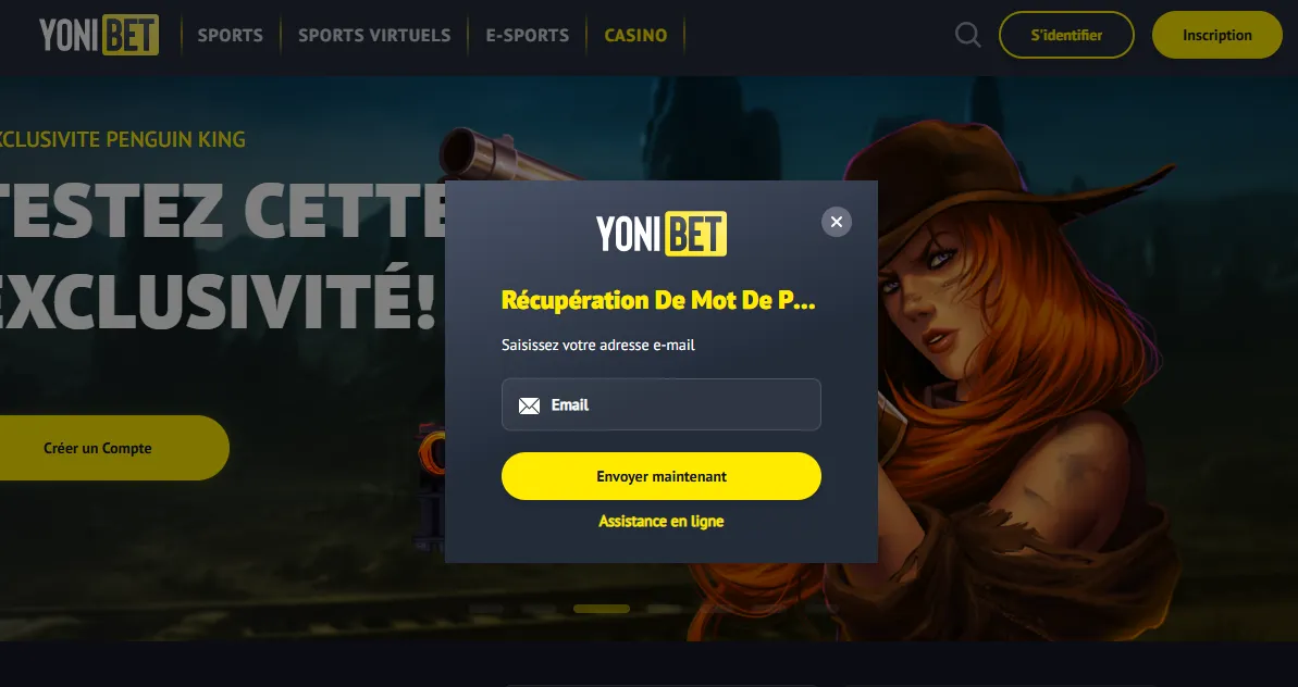 Mot de passe oublié rétablir accès Yonibet connexion
